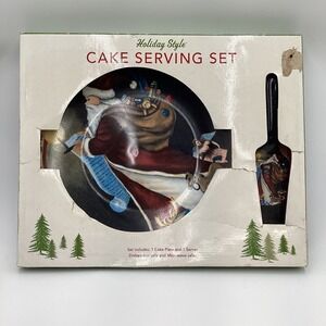 Holiday Style Santa Claus Cake Serving‎ Set Plate/Server Holiday Decor Christmas